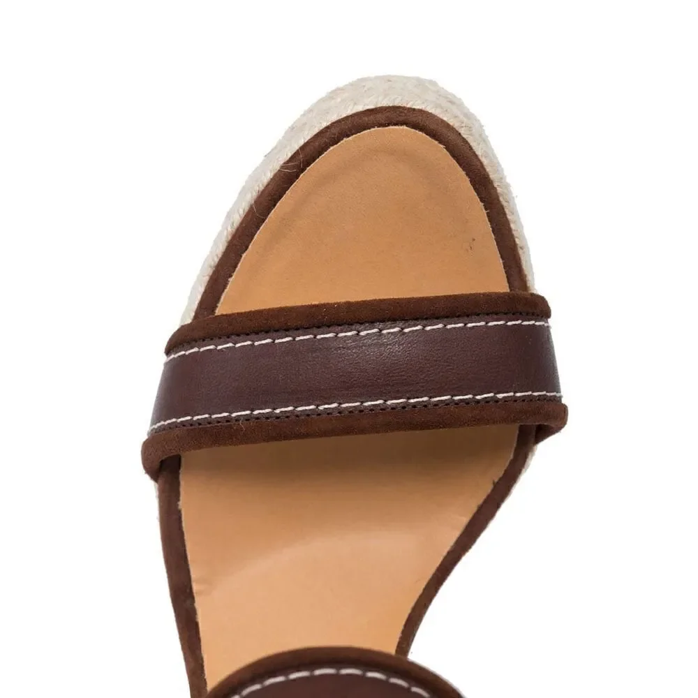 New DSQUARED2 Women US 8 Shoes Brown Leather Sandals Back Laced Platform Wedge